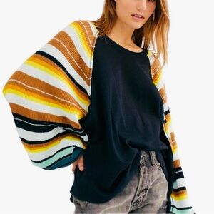 Free People We The Free Rainbow Dreams Pullover Knit – Black Combo – XS